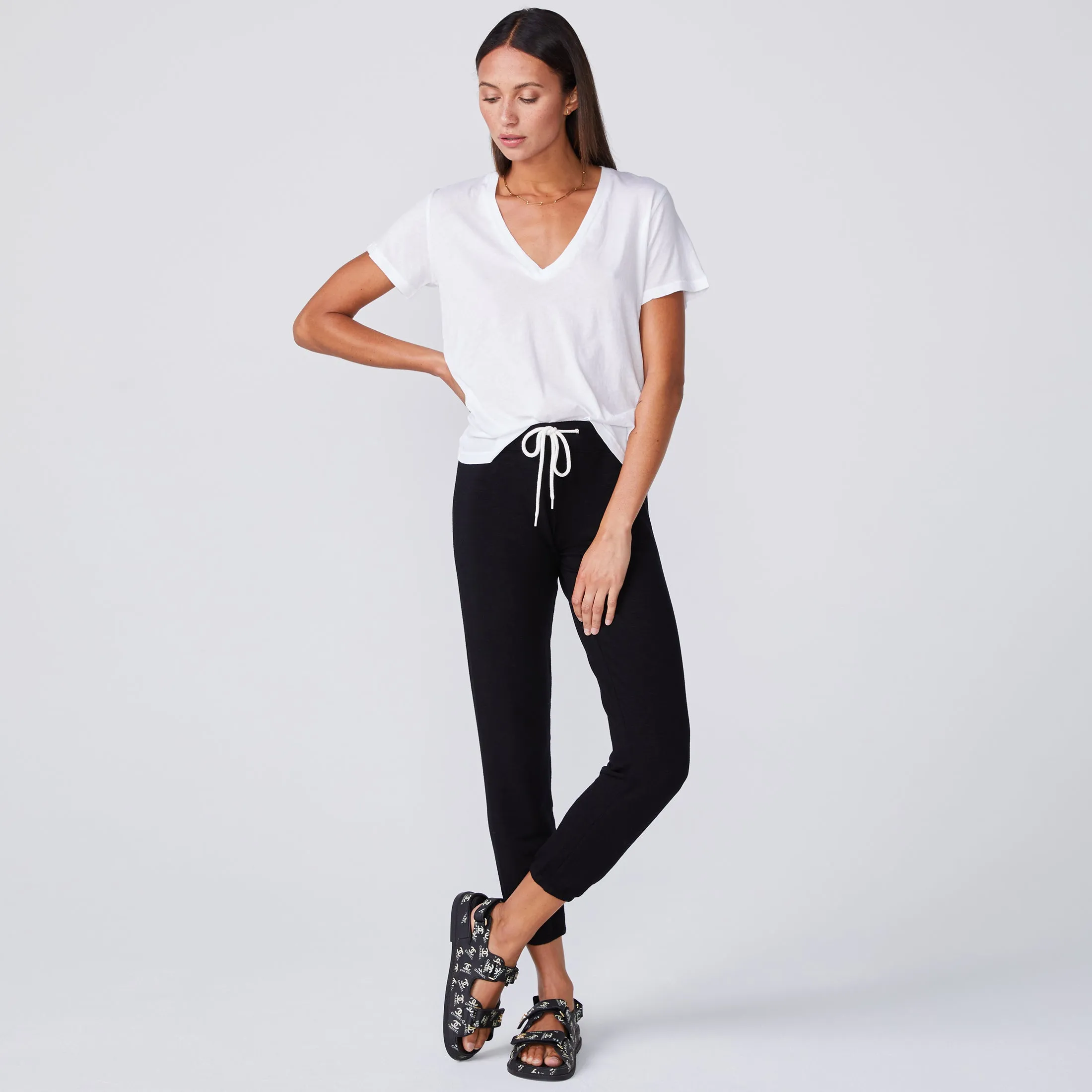 Super Fine Jersey Fitted V Neck Tee sold by Monrow product image thumbnail 2