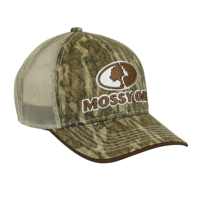 Mossy Oak Pipe Brim Trucker Camo Cap sold by Mossy Oak