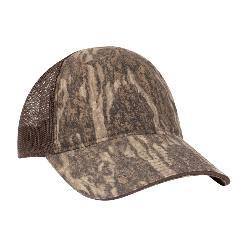 Cotton Mill Structured Mesh Back Trucker Hat sold by Mossy Oak