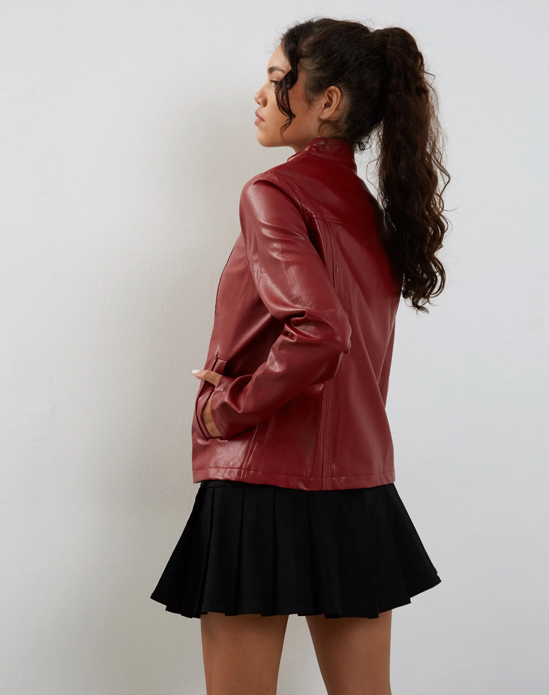 Olivia Jacket in PU Blood Red sold by Motel Rocks product image thumbnail 2