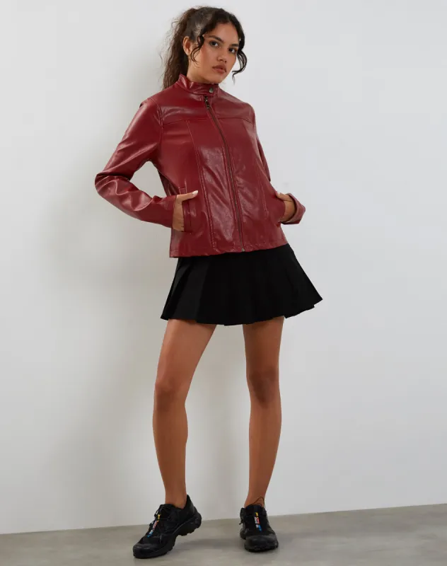 Olivia Jacket in PU Blood Red sold by Motel Rocks