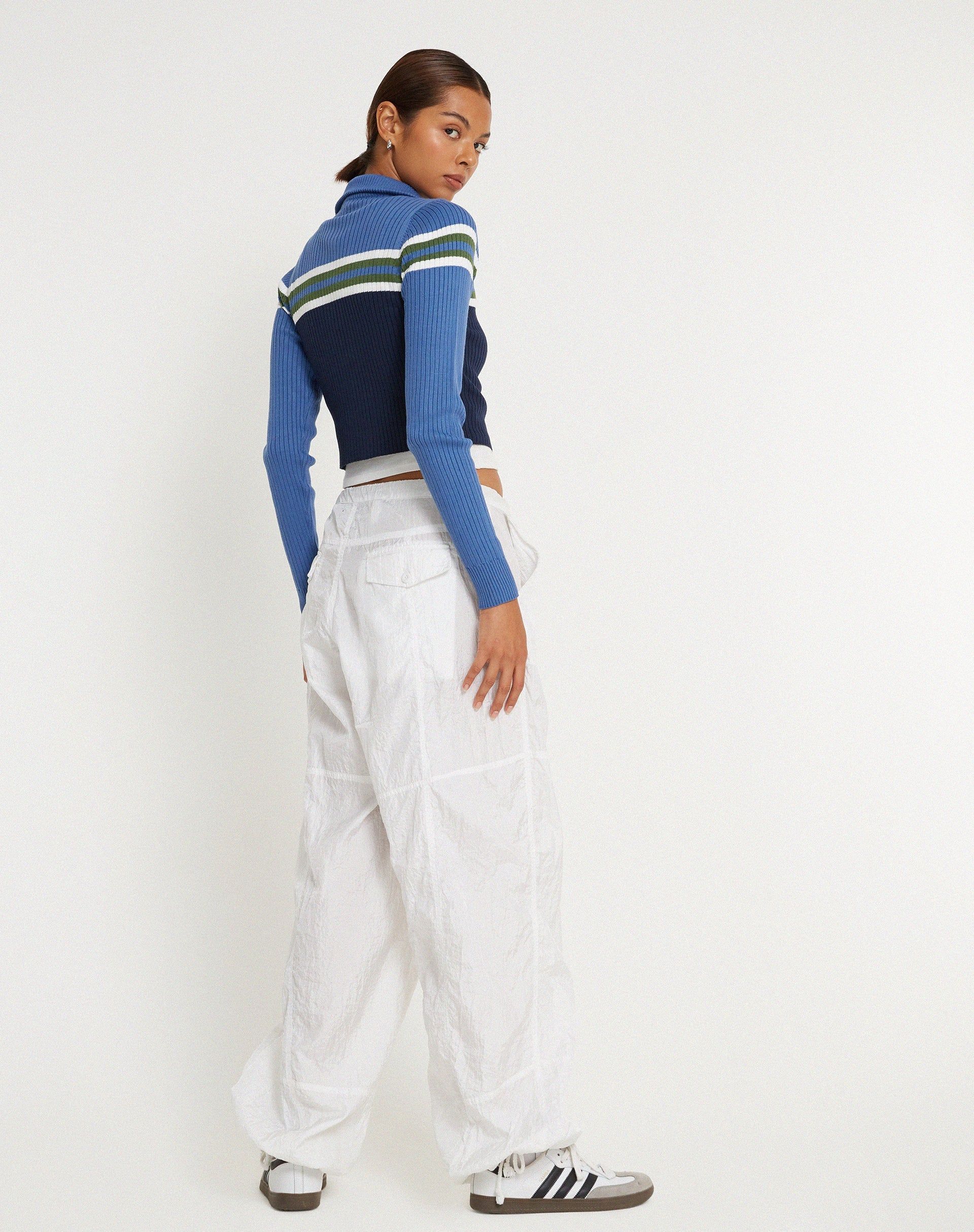 Tuzifa Cropped Knit Jumper in Navy Green and Blue sold by Motel Rocks product image thumbnail 6