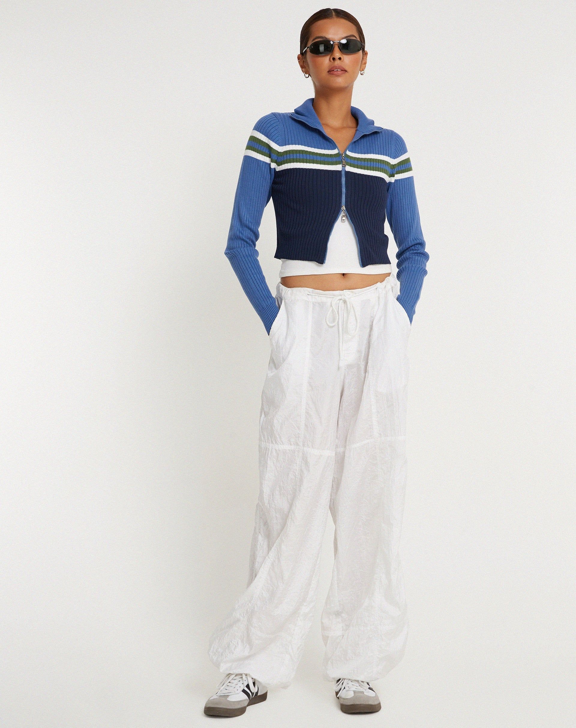 Tuzifa Cropped Knit Jumper in Navy Green and Blue sold by Motel Rocks product image thumbnail 5