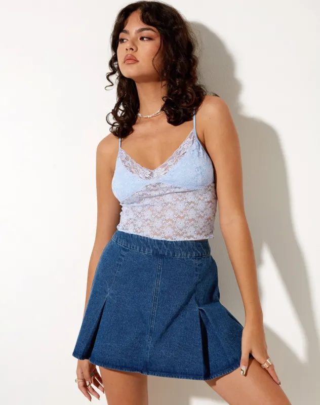 Mayrinda Crop Top in Lace Powder Blue sold by Motel Rocks