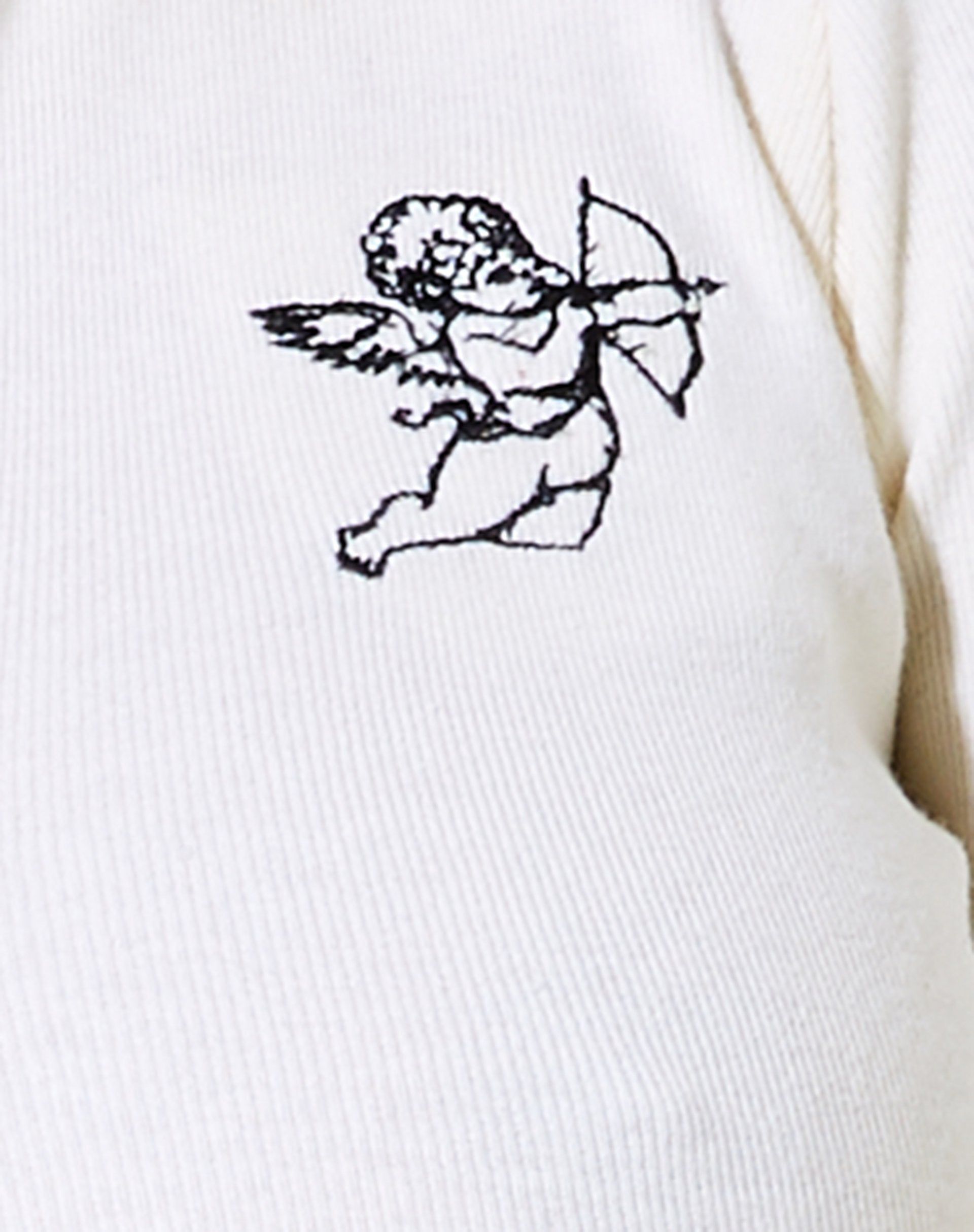 Elody Crop Top in Rib Ivory 'Cupid' Embro sold by Motel Rocks product image thumbnail 5