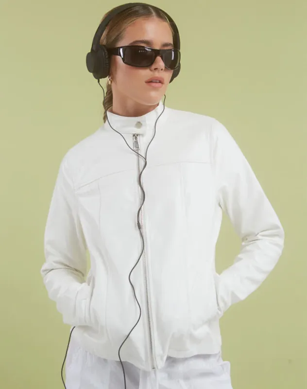 MOTEL X OLIVIA NEILL Olivia Jacket in PU White sold by Motel Rocks