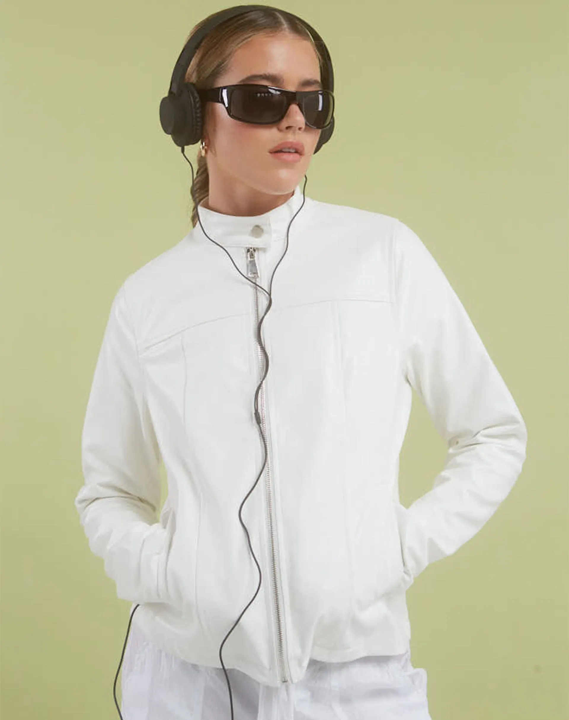 MOTEL X OLIVIA NEILL Olivia Jacket in PU White sold by Motel Rocks