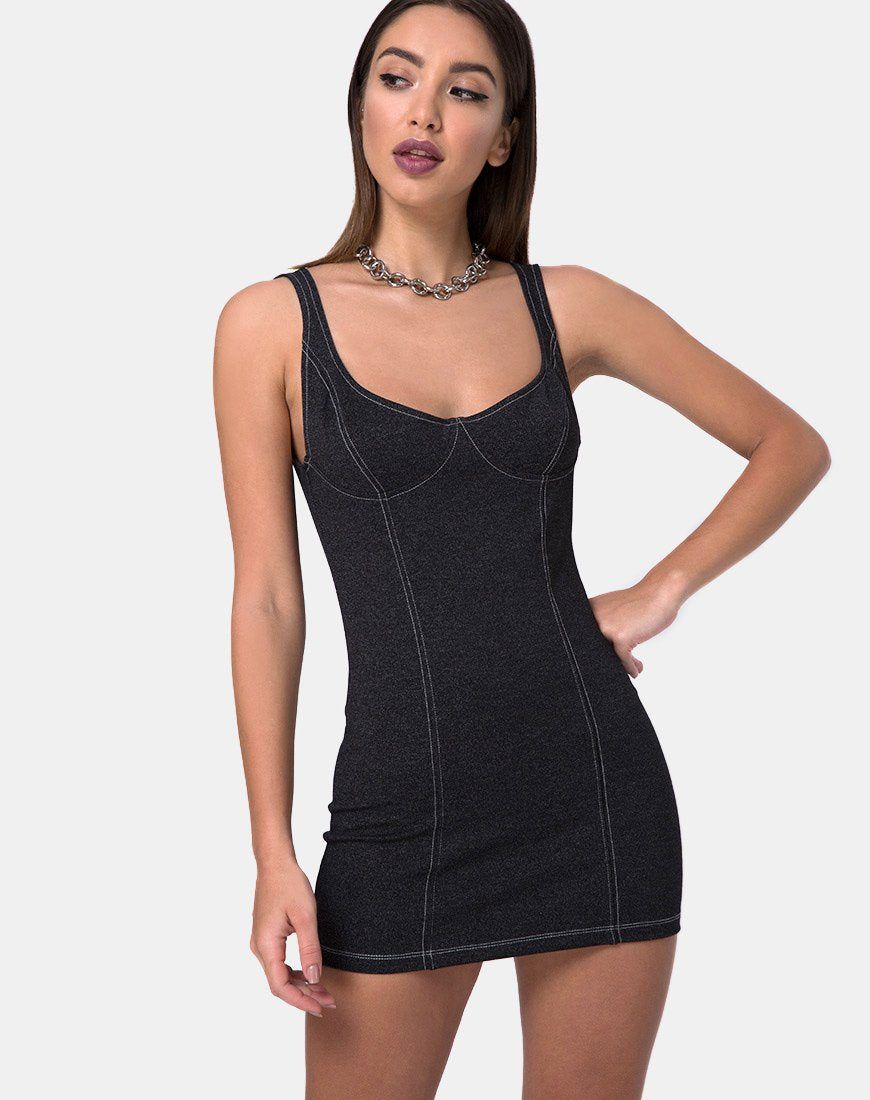 Spara Dress in Denim Black sold by Motel Rocks
