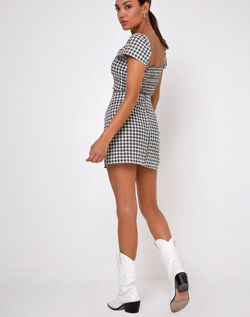 Cindy Crop Top in Gingham Cream sold by Motel Rocks product image thumbnail 4