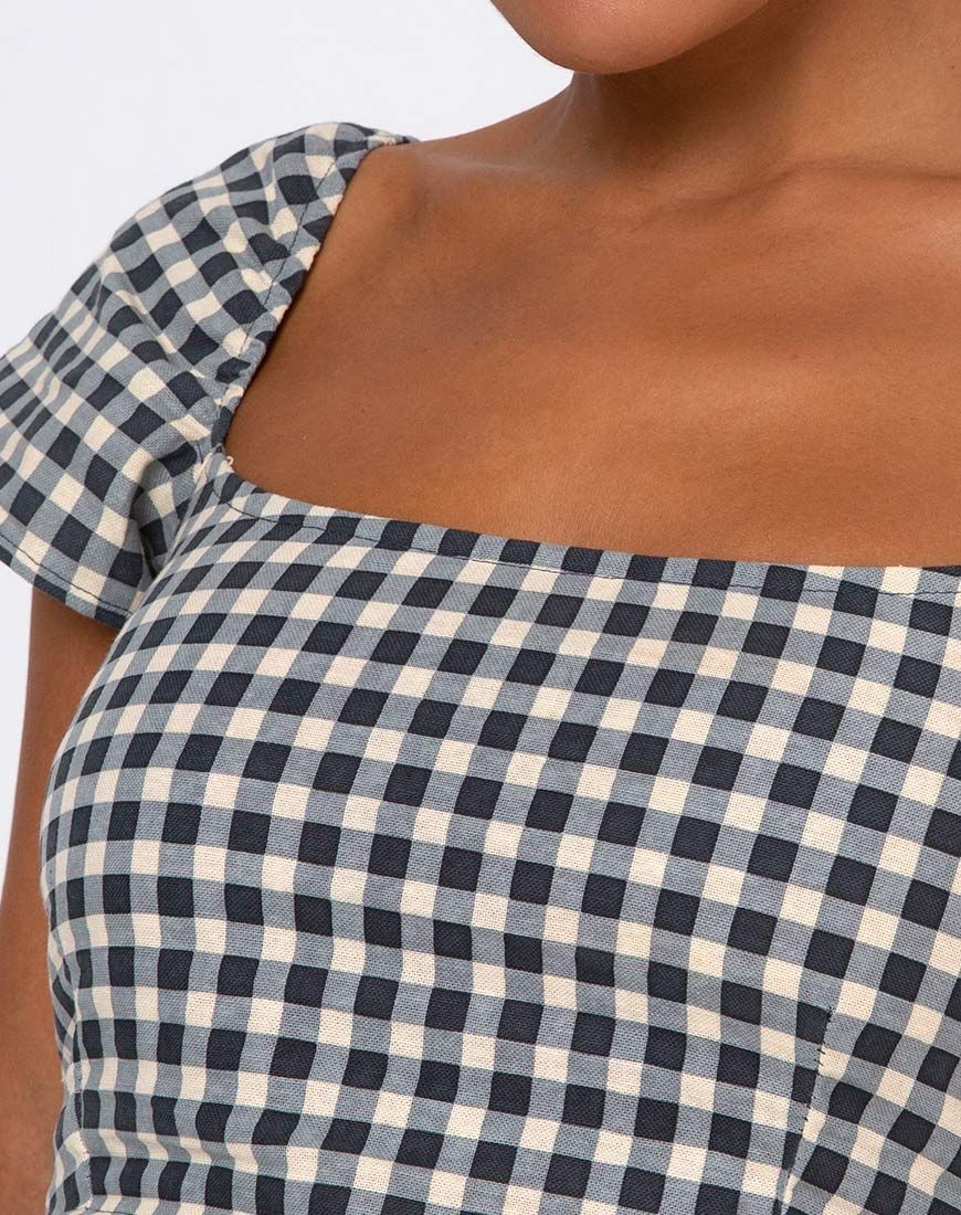 Cindy Crop Top in Gingham Cream sold by Motel Rocks product image thumbnail 5