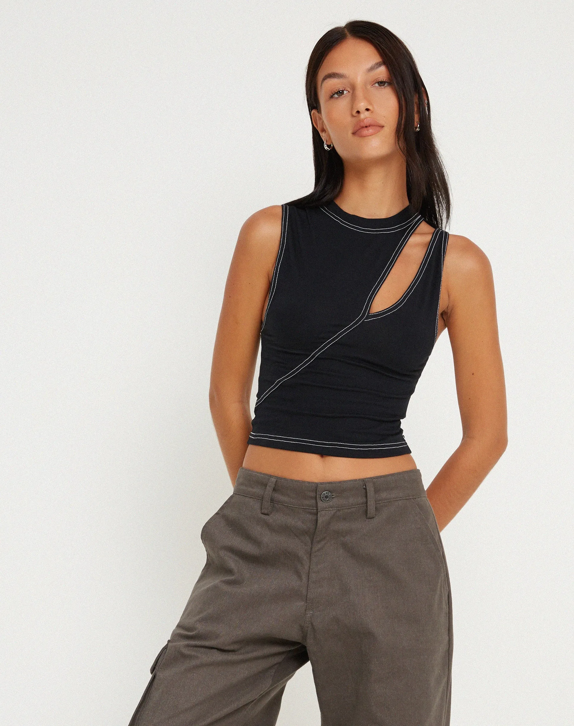 Min Cutout Crop Top in Black sold by Motel Rocks product image thumbnail 5