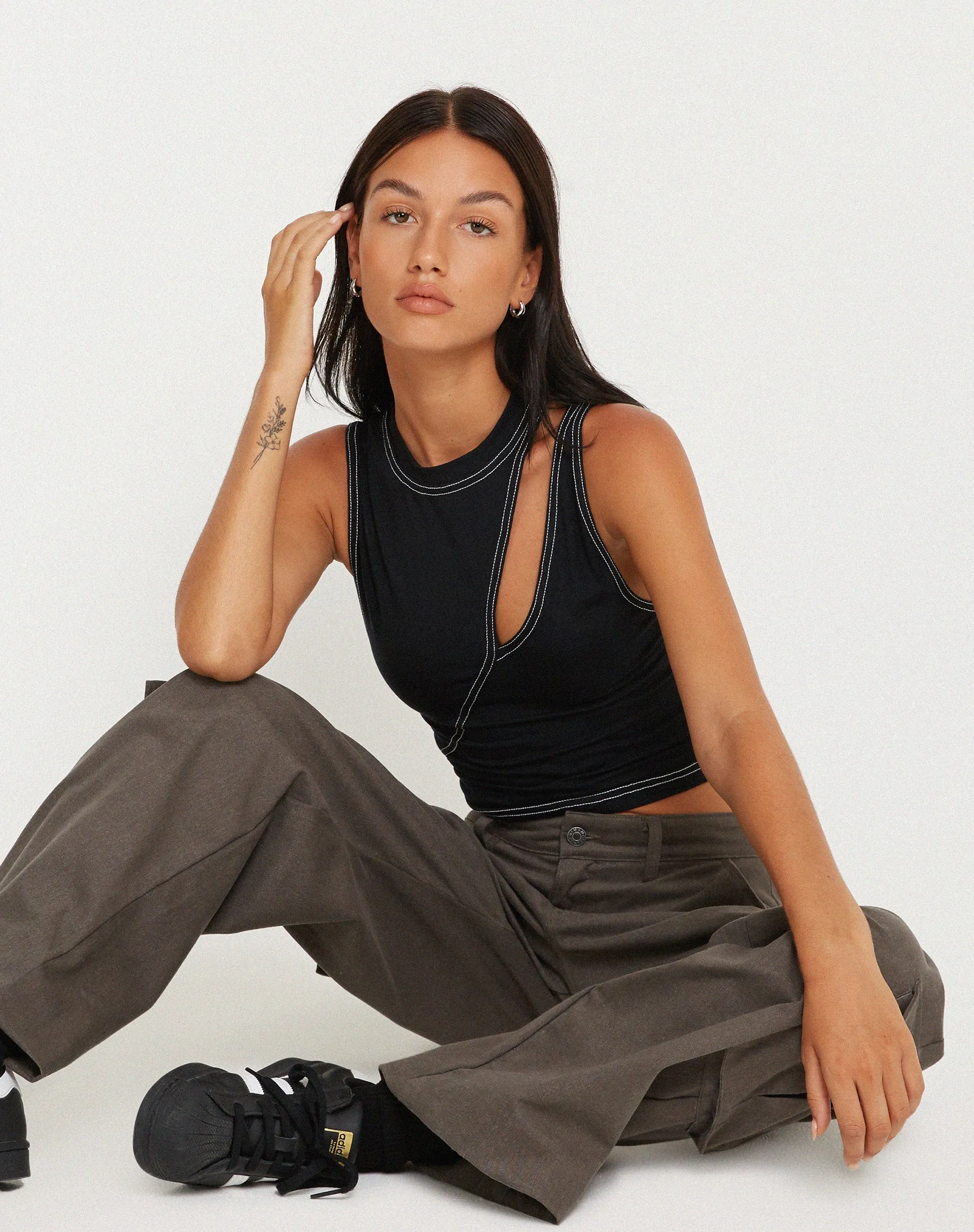 Min Cutout Crop Top in Black sold by Motel Rocks