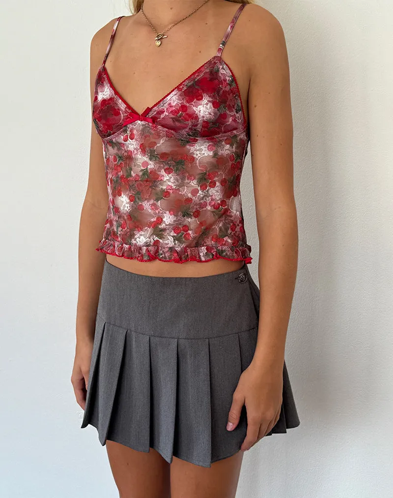 Rumaysa Top in Printed Lace Cherry sold by Motel Rocks product image thumbnail 2