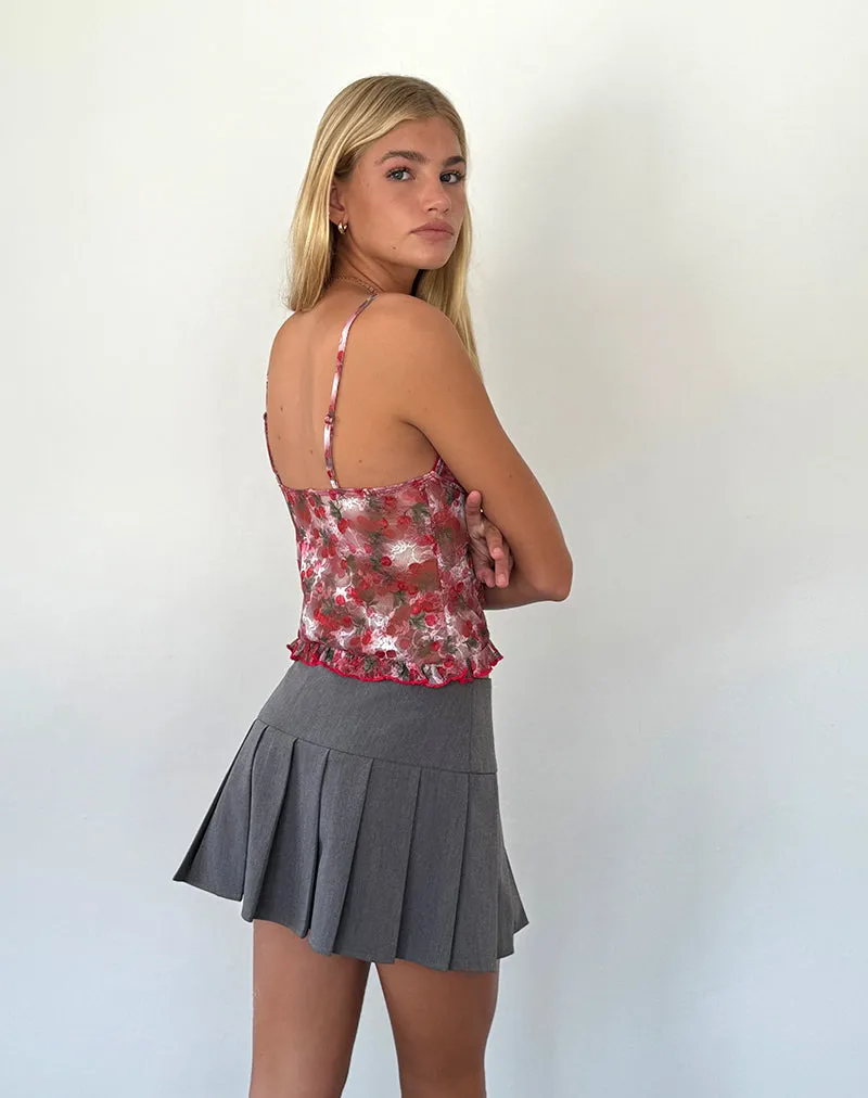 Rumaysa Top in Printed Lace Cherry sold by Motel Rocks product image thumbnail 5