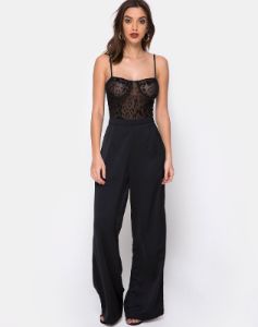Ari Palazo Trouser in Satin Black sold by Motel Rocks