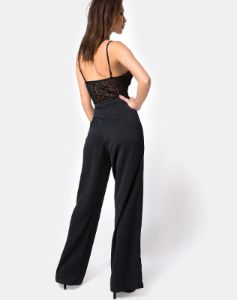 Ari Palazo Trouser in Satin Black sold by Motel Rocks