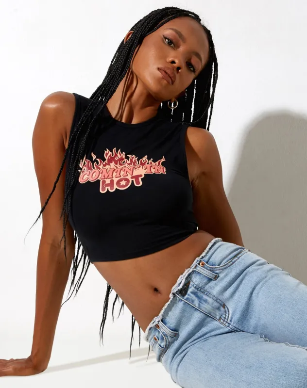 Gimon Crop Top in Black Comin In Hot sold by Motel Rocks