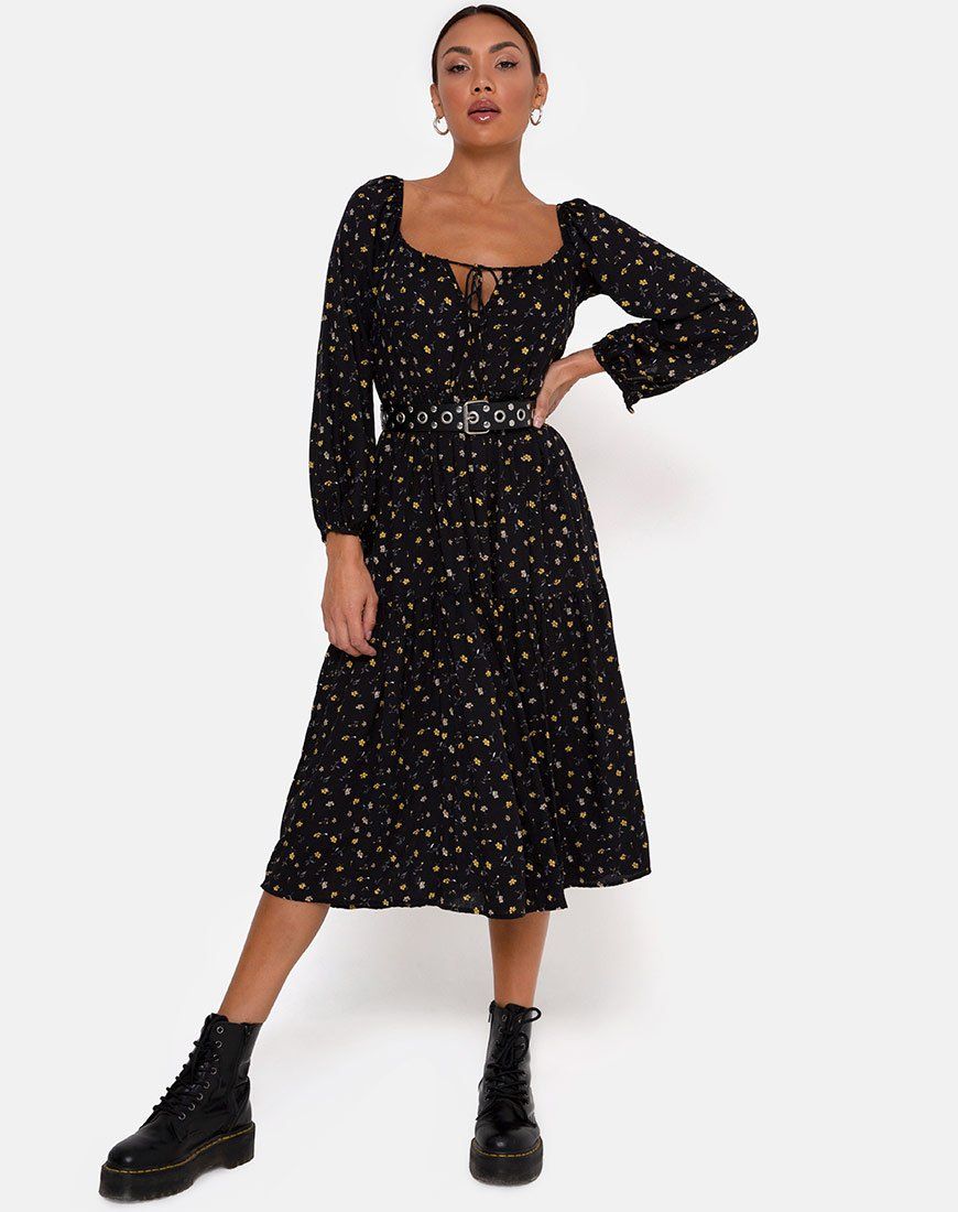 Senora Dress in Pretty Petal Black sold by Motel Rocks product image thumbnail 3