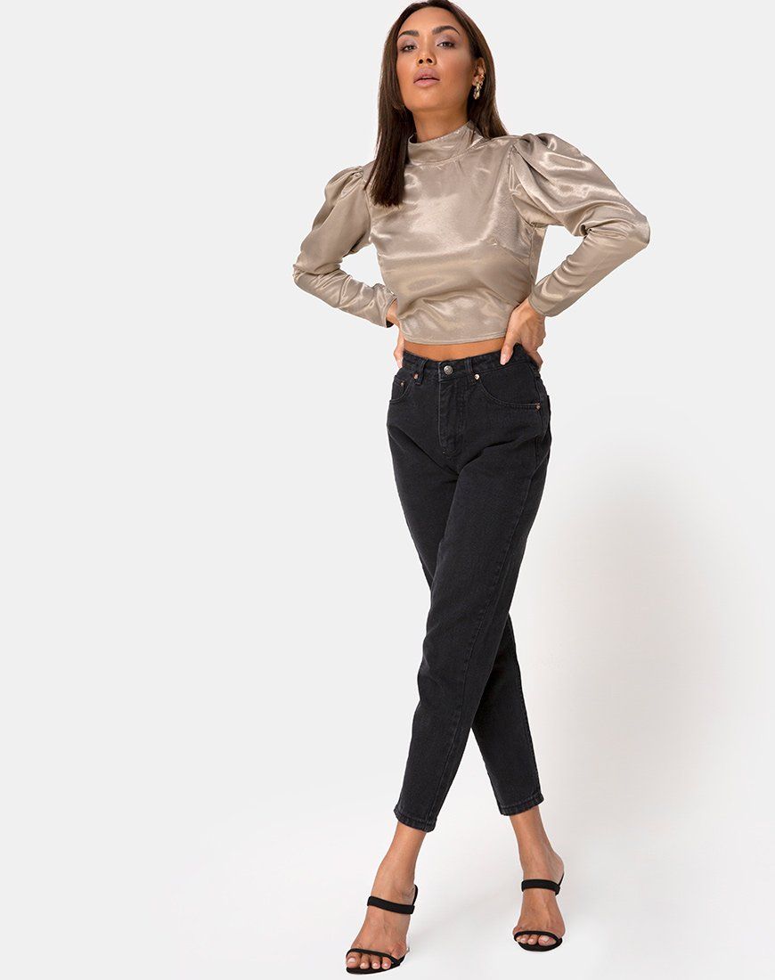 Lona Longsleeve Top in Satin Taupe sold by Motel Rocks product image thumbnail 3