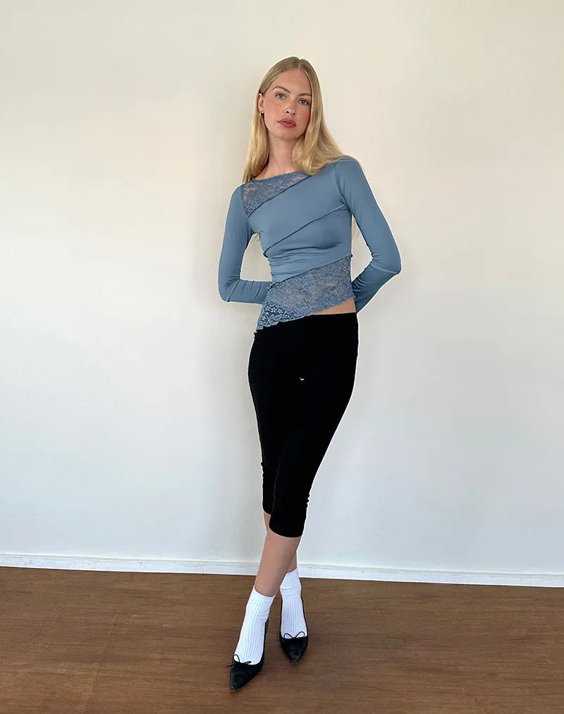 Lucca Long Sleeve Top In Lace Steel Blue sold by Motel Rocks product image thumbnail 5