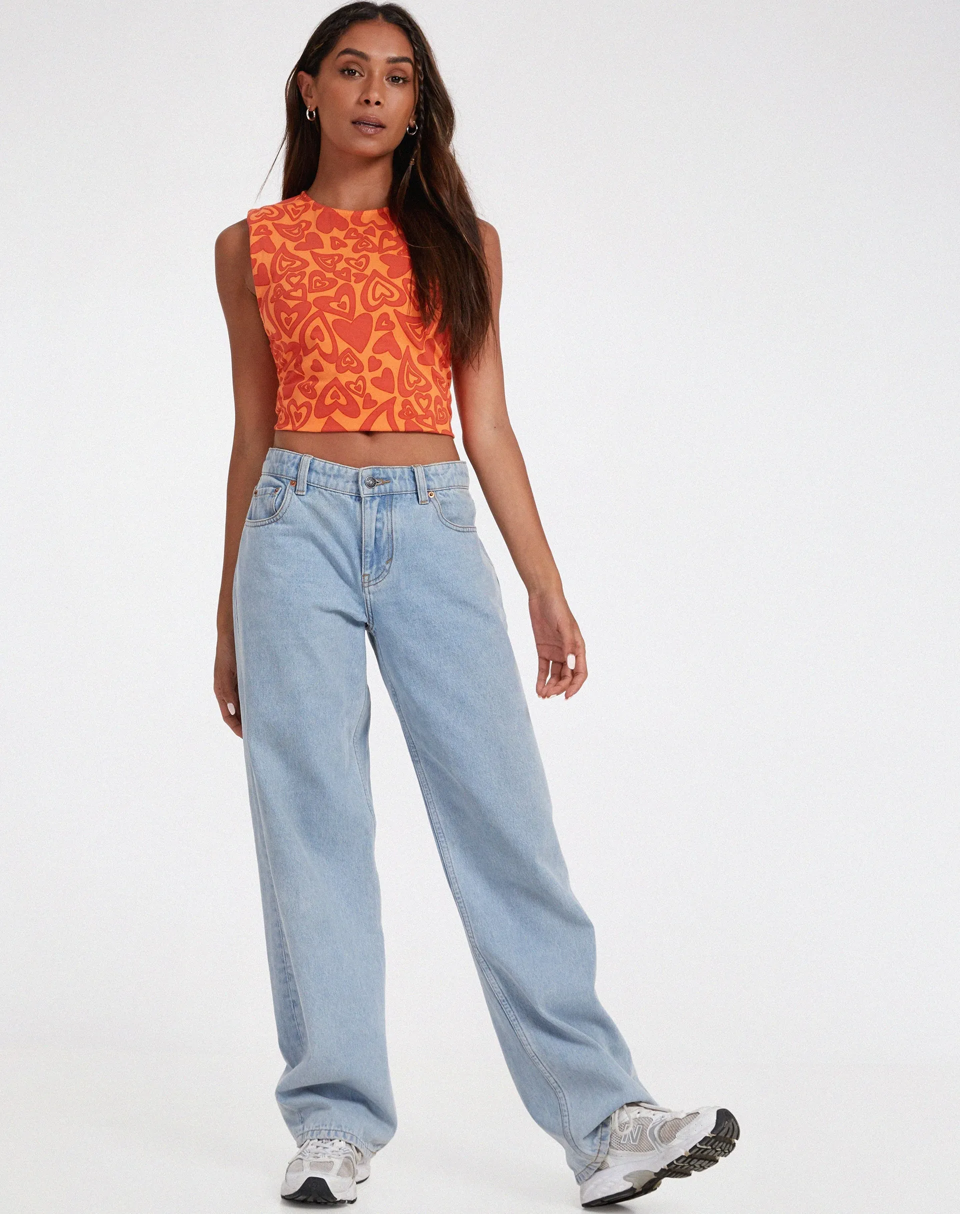 Baruna Top in Retro Heart Orange sold by Motel Rocks product image thumbnail 3