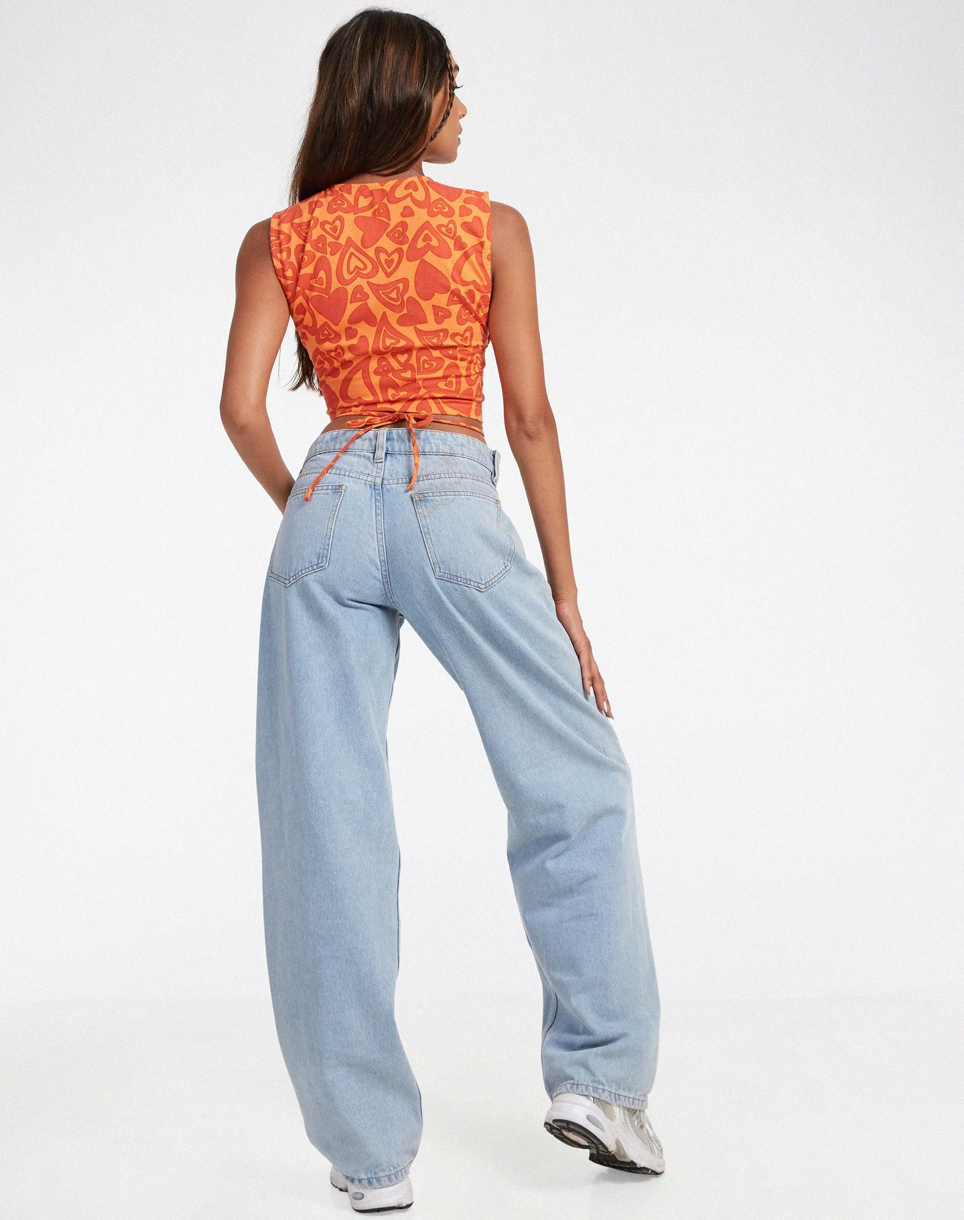 Baruna Top in Retro Heart Orange sold by Motel Rocks product image thumbnail 4