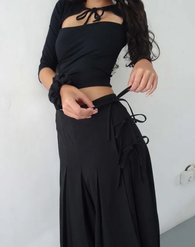 Madelyn Pleated Midi Skirt in Black sold by Motel Rocks