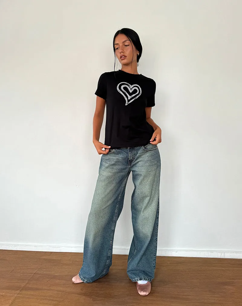 Saki Tee in Black with Love Tie Dye sold by Motel Rocks product image thumbnail 2