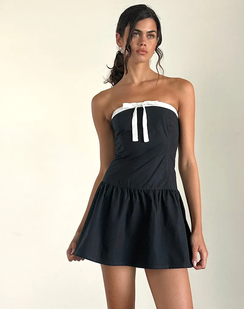 Faelas Mini Dress in Tap Shoe with Off White Bows sold by Motel Rocks product image thumbnail 2