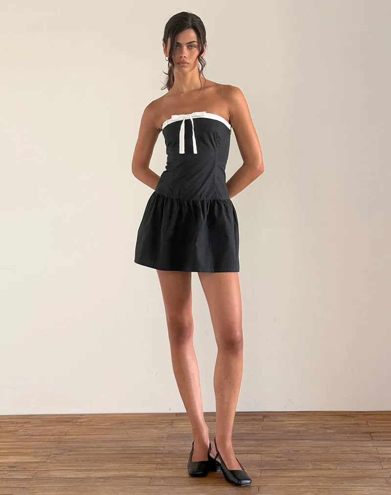 Faelas Mini Dress in Tap Shoe with Off White Bows sold by Motel Rocks product image thumbnail 4