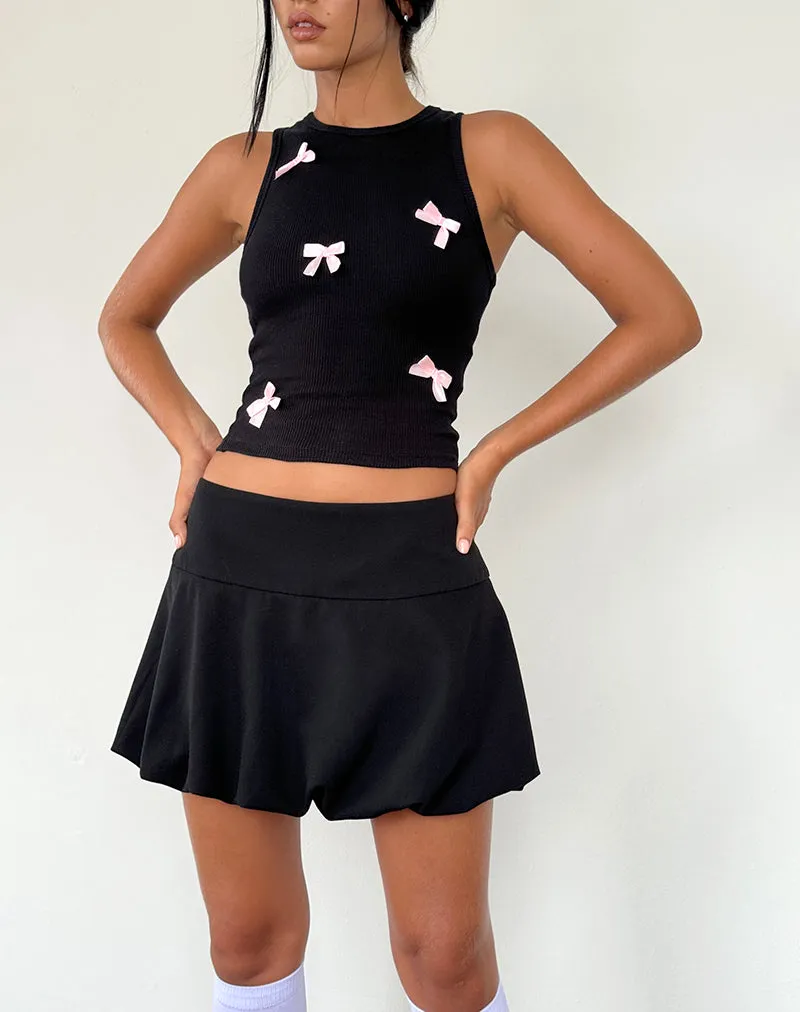 Rave Vest Top in Black with Pink Bows sold by Motel Rocks product image thumbnail 5