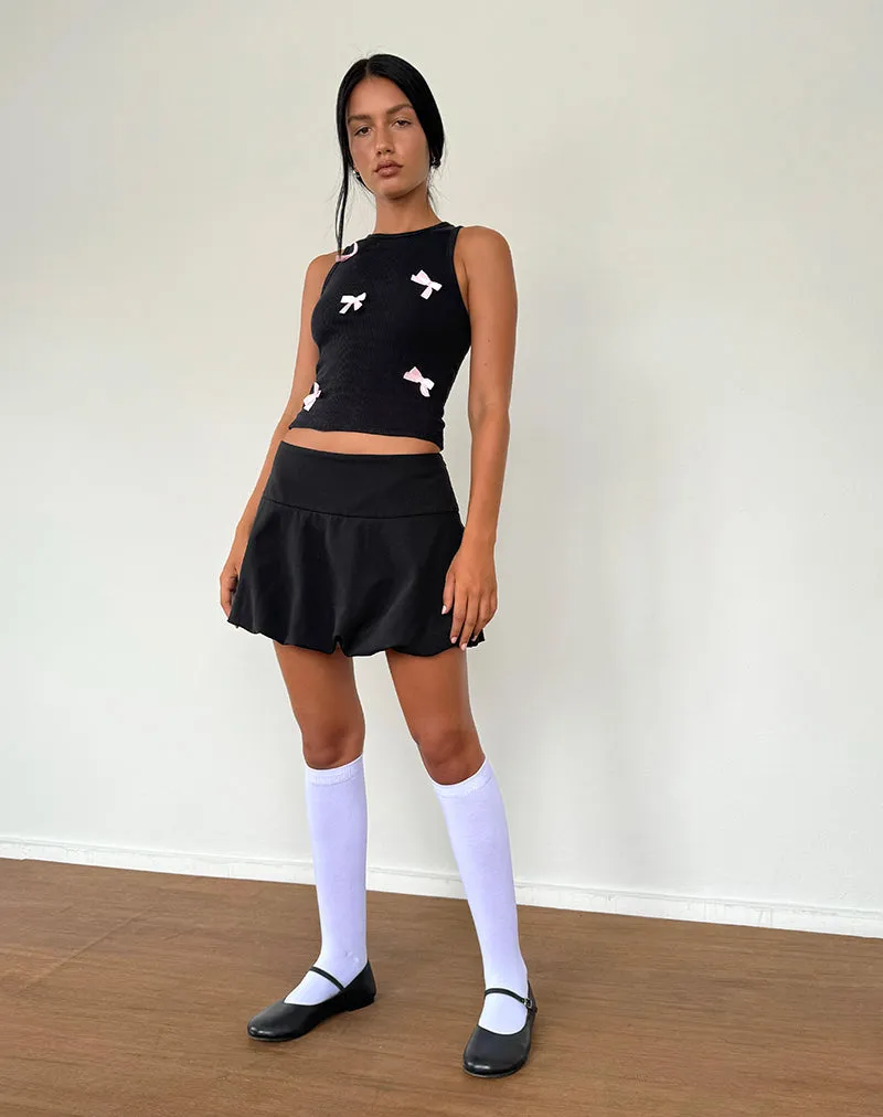 Rave Vest Top in Black with Pink Bows sold by Motel Rocks product image thumbnail 4