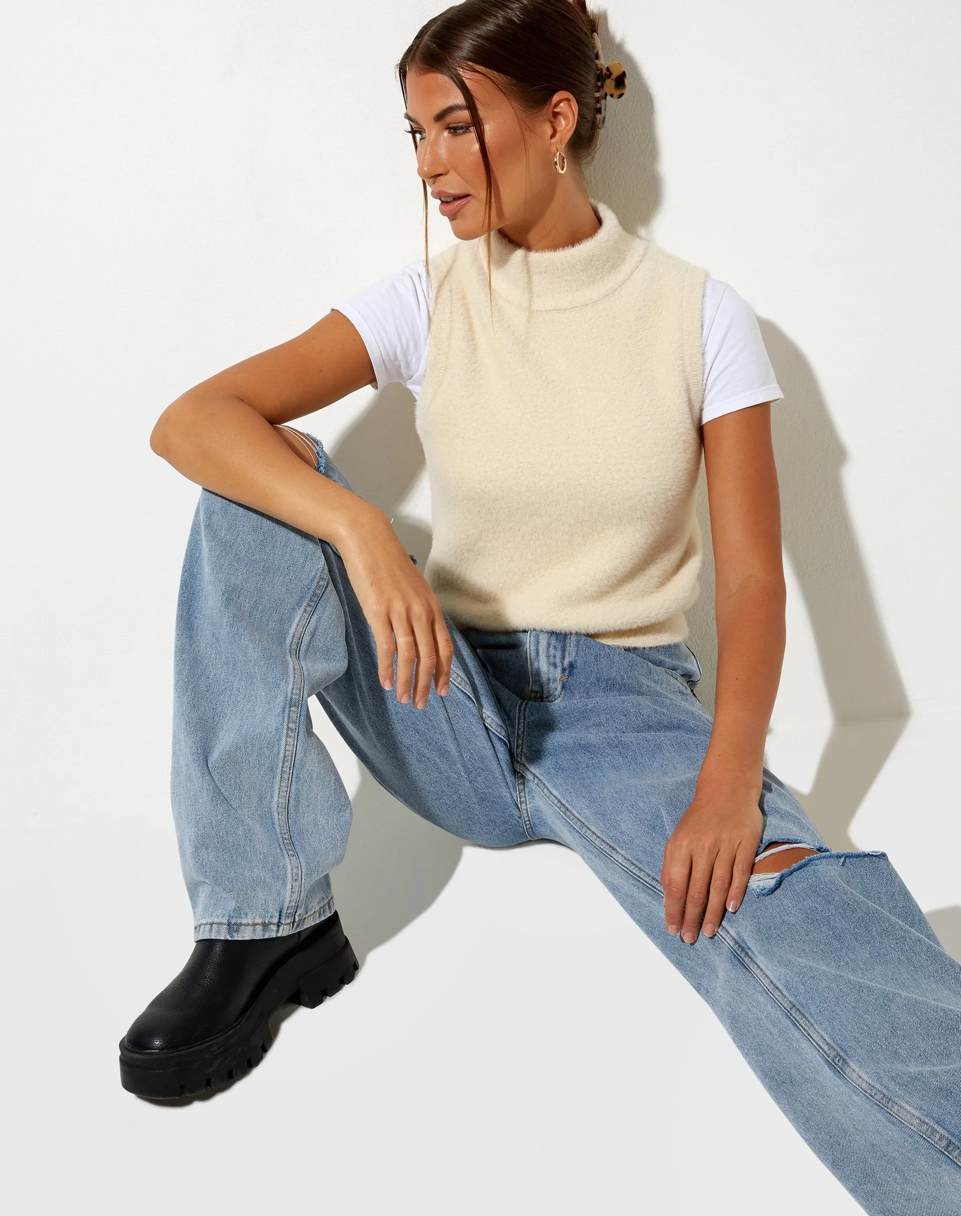 Sai Tank Top in Knit Ivory sold by Motel Rocks product image thumbnail 4