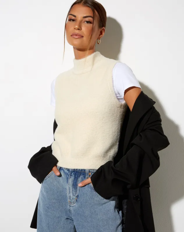 Sai Tank Top in Knit Ivory sold by Motel Rocks