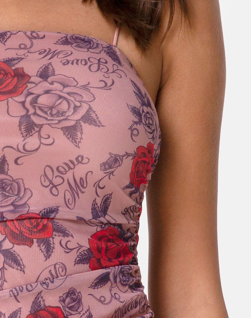 Seruchi Dress in Roses Are Red Mesh sold by Motel Rocks product image thumbnail 5