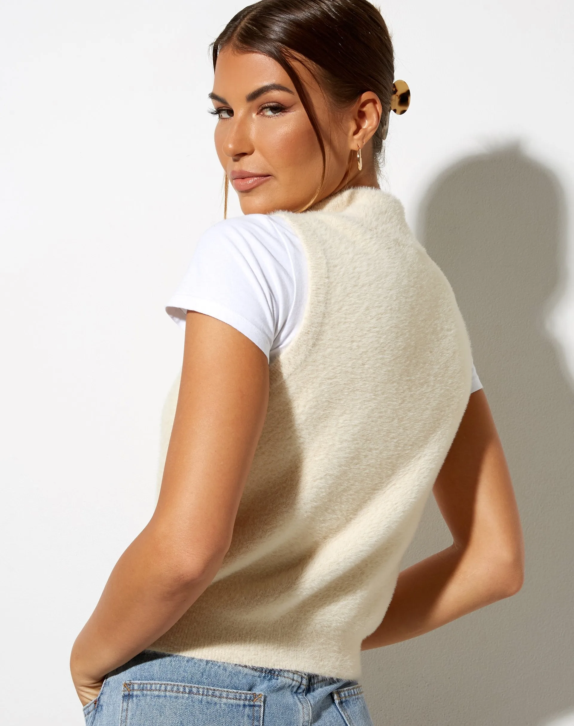 Sai Tank Top in Knit Ivory sold by Motel Rocks product image thumbnail 2