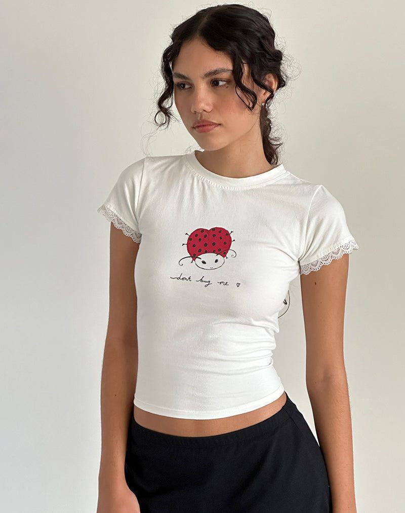 Izzy Baby Tee in Off White 'Dont Bug Me' sold by Motel Rocks