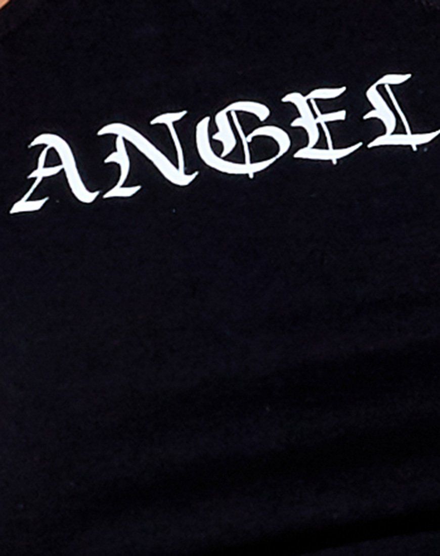 April Crop Top in Black "Angel" in White sold by Motel Rocks product image thumbnail 5