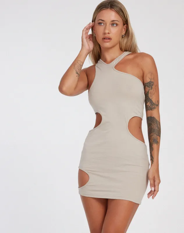 Charlene Mini Dress in Coconut Milk sold by Motel Rocks