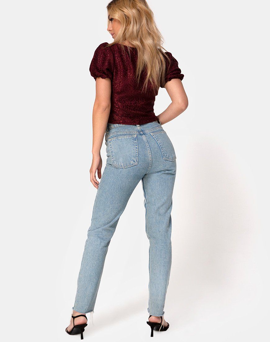 Monda Top in Satin Cheetah Burgundy sold by Motel Rocks product image thumbnail 4