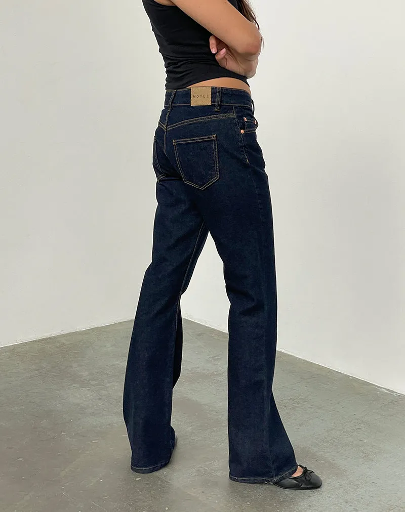 Rigid Low Rise Flare Jeans In Indigo sold by Motel Rocks product image thumbnail 4