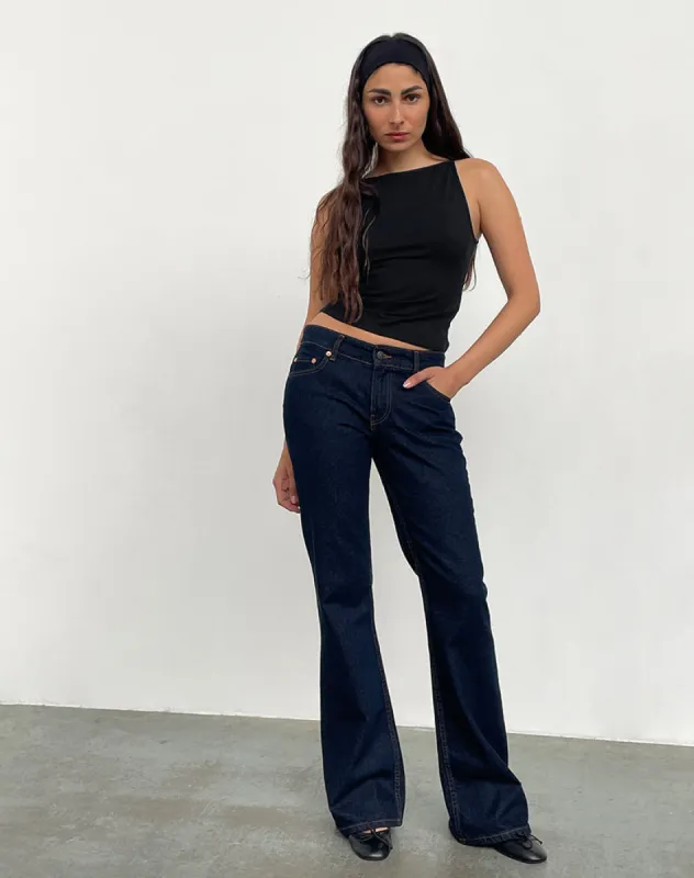 Rigid Low Rise Flare Jeans In Indigo sold by Motel Rocks