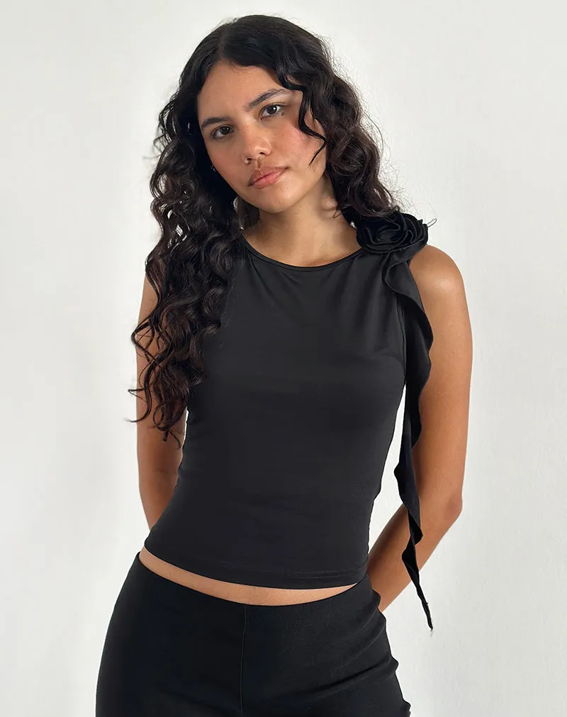 Morena Rosette Top in Black sold by Motel Rocks