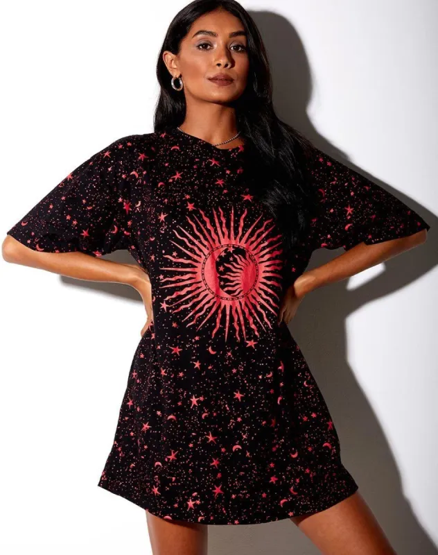 Sunny Kiss Tee in Black and Red Cosmos sold by Motel Rocks