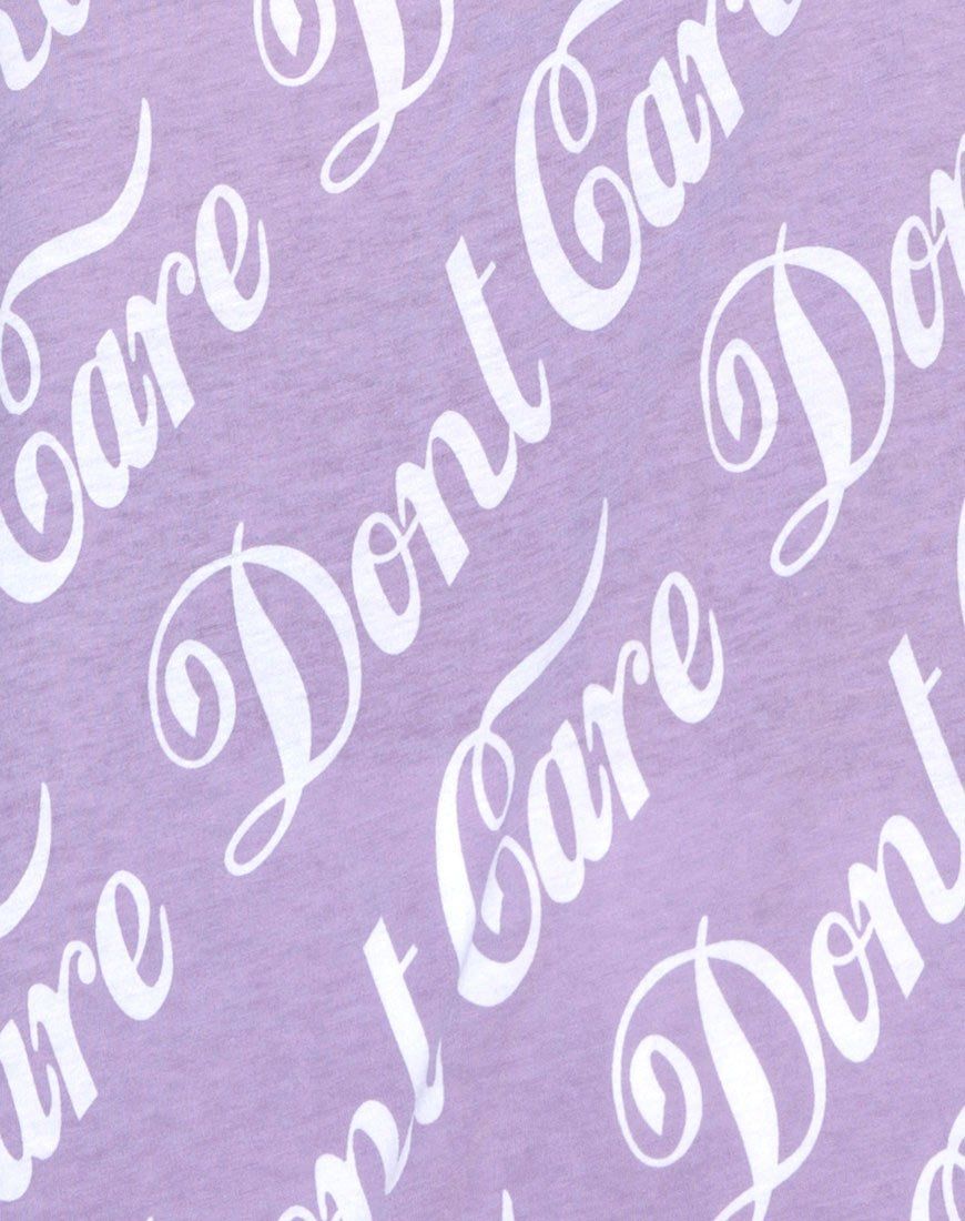 Oversize Basic Tee in Lilac “Don’t Care” sold by Motel Rocks product image thumbnail 5