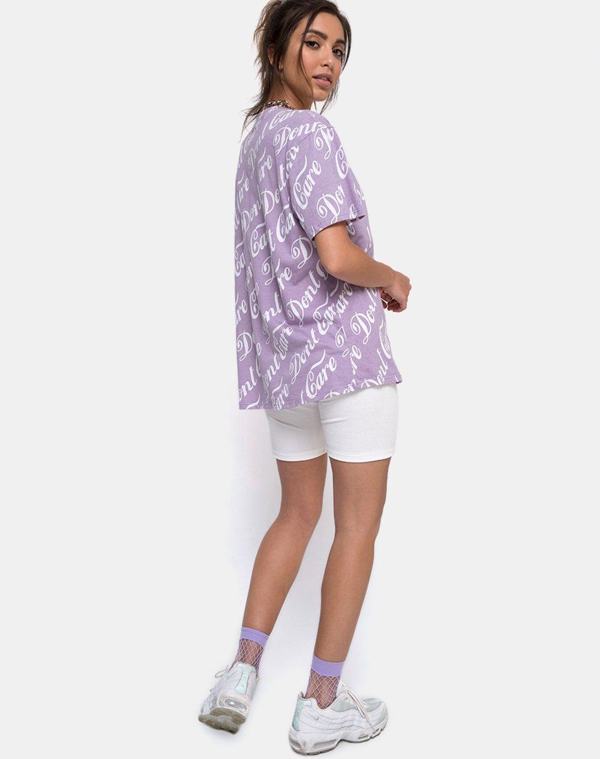 Oversize Basic Tee in Lilac “Don’t Care” sold by Motel Rocks product image thumbnail 4