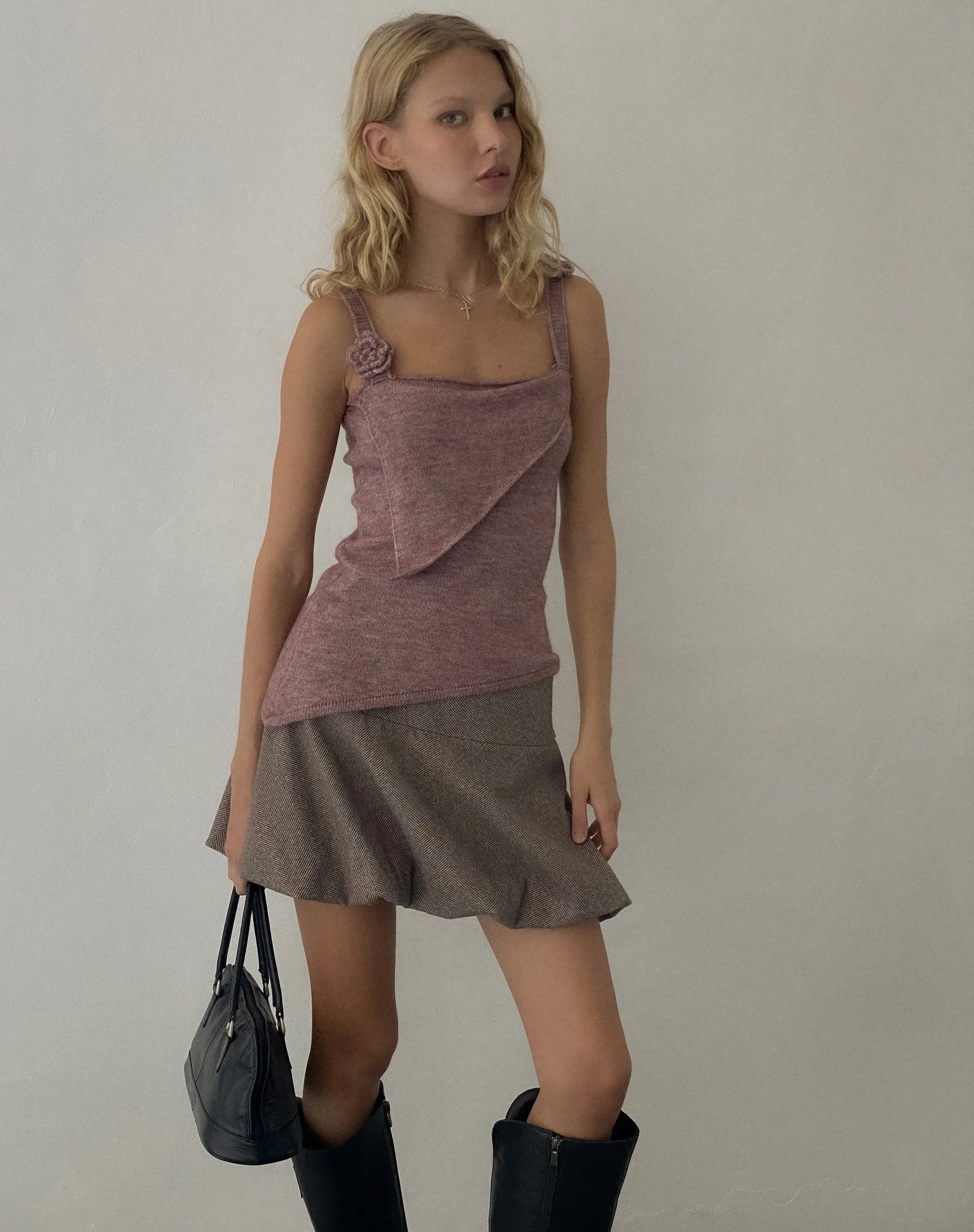 Juliet Rosette Cami Top in Knitted Maroon sold by Motel Rocks product image thumbnail 2