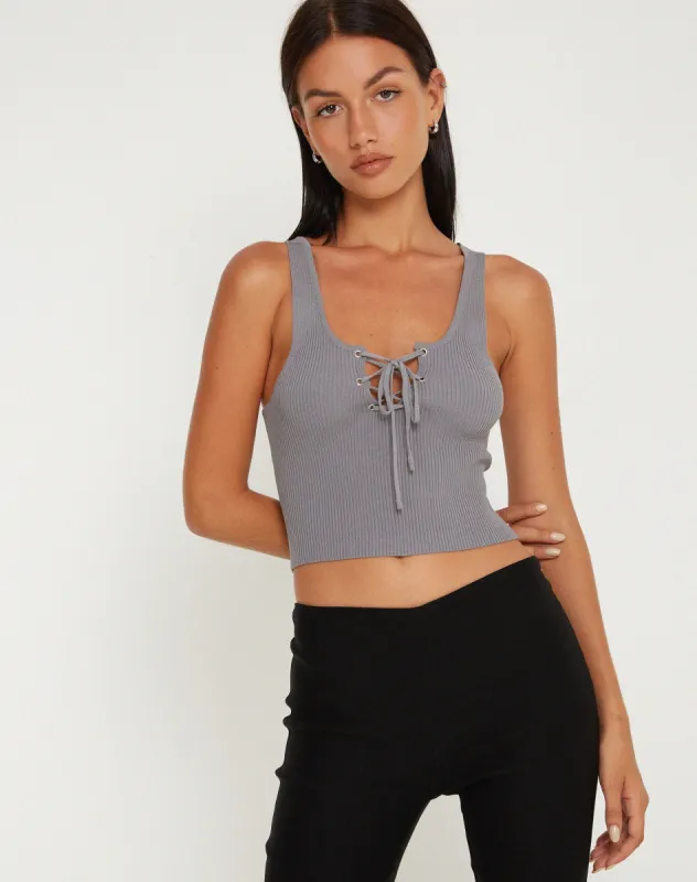 Embun Vest Top in Flint Gray sold by Motel Rocks