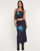 Lassie Midi Skirt in Navy Placement Flower sold by Motel Rocks