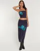 Lassie Midi Skirt in Navy Placement Flower sold by Motel Rocks
